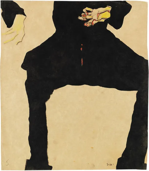 Framed Print : Study of a Seated Man (Max Oppenheimer), 1910. Creator: Schiele, Egon (1890-1918) Framed Print : Study of a Seated Man (Max Oppenheimer), 1910. Creator: Schiele, Egon (1890-1918)