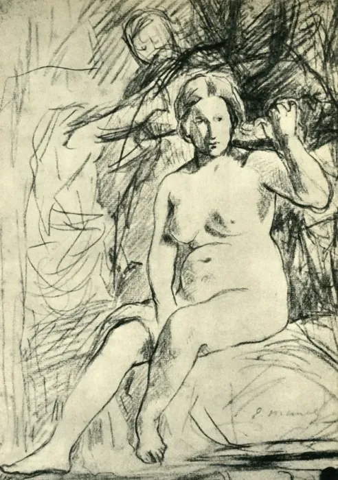 Framed Print : Study of a Seated Nude ( La Toilette ), 1858-1860, (1943). Creator: Edouard Manet Framed Print : Study of a Seated Nude ( La Toilette ), 1858-1860, (1943). Creator: Edouard Manet