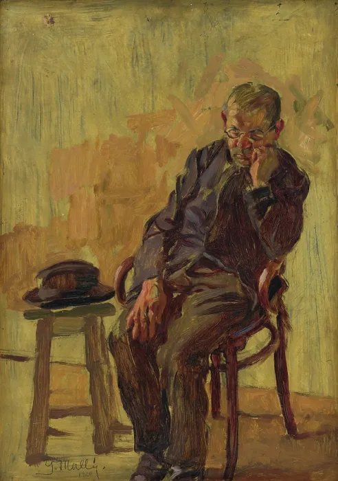 Framed Print : Study of a Seated Old Man, 1920. Creator: Gustav Mally Framed Print : Study of a Seated Old Man, 1920. Creator: Gustav Mally