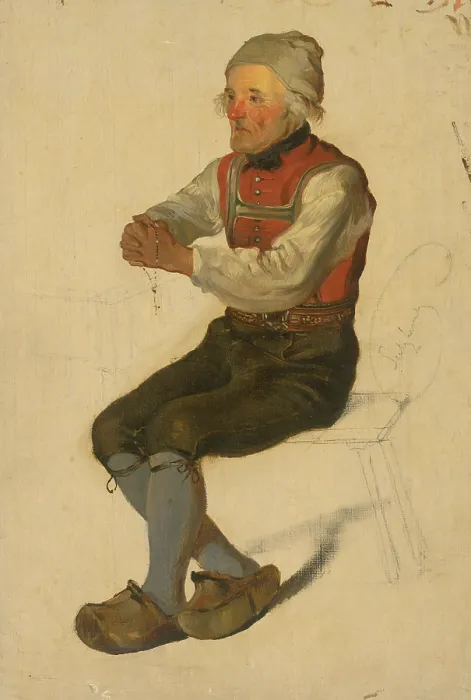 Framed Print : Study of a Seated Peasant, before 1850. Creator: Friedrich Carl von Scheidlin Framed Print : Study of a Seated Peasant, before 1850. Creator: Friedrich Carl von Scheidlin