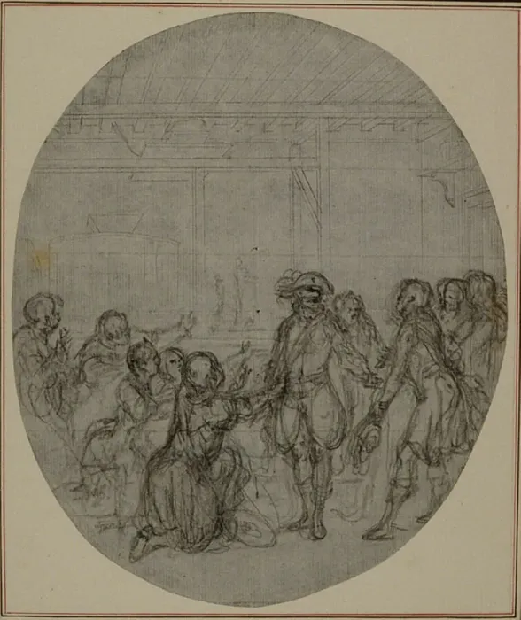 Framed Print : Study for a second edition, never published, of Colles La Partie de Chasse de Hen Framed Print : Study for a second edition, never published, of Colles La Partie de Chasse de Hen