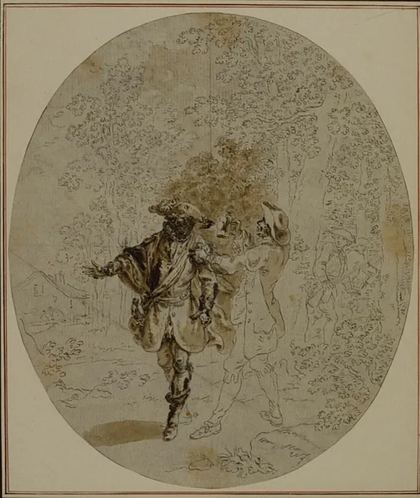 Framed Print : Study for a second edition, never published, of Colles La Partie de Chasse de Hen Framed Print : Study for a second edition, never published, of Colles La Partie de Chasse de Hen