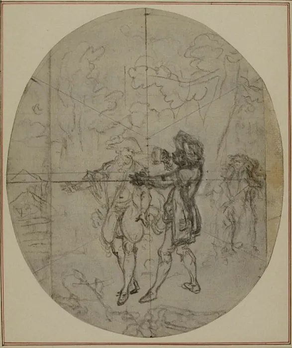 Framed Print : Study for a second edition, never published, of Colles La Partie de Chasse de Hen Framed Print : Study for a second edition, never published, of Colles La Partie de Chasse de Hen