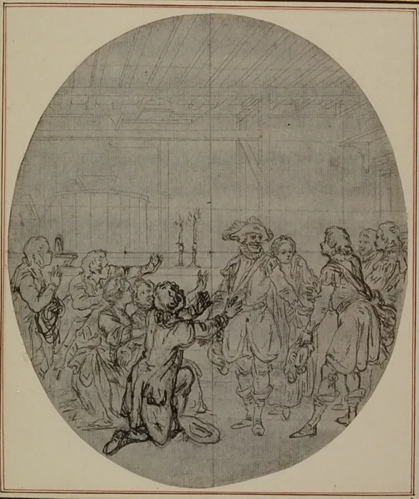 Framed Print : Study for a second edition, never published, of Colles La Partie de Chasse de Hen Framed Print : Study for a second edition, never published, of Colles La Partie de Chasse de Hen