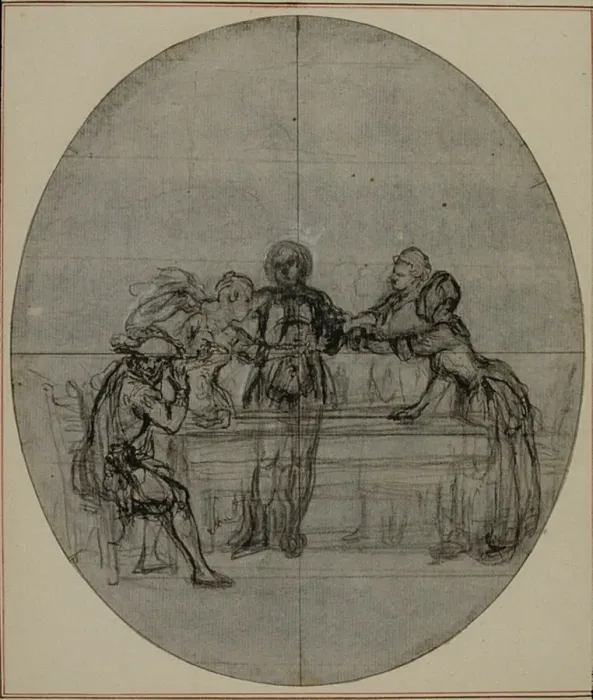 Framed Print : Study for a second edition, never published, of Colles La Partie de Chasse de Hen Framed Print : Study for a second edition, never published, of Colles La Partie de Chasse de Hen