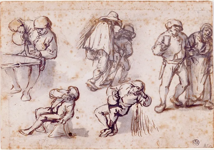 Framed Print : Study of Seven Peasants, 1640s. Creator: Isaac van Ostade Framed Print : Study of Seven Peasants, 1640s. Creator: Isaac van Ostade