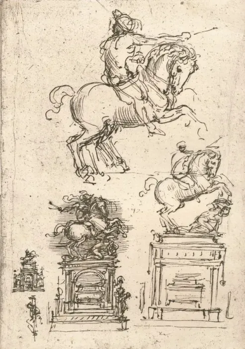 Framed Print : Study for the Sforza Monument, c1482-c1499 (1883). Artist: Leonardo da Vinci Framed Print : Study for the Sforza Monument, c1482-c1499 (1883). Artist: Leonardo da Vinci