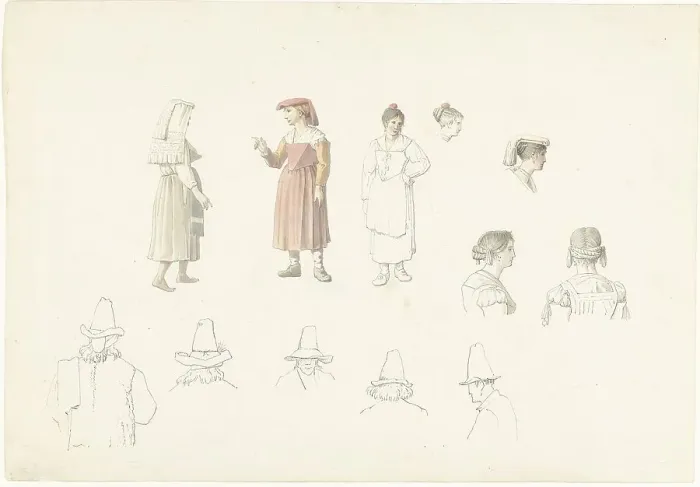 Framed Print : Study sheet with Italian farmers and peasant women, 1787-1847. Creator: Josephus Augustus Knip Framed Print : Study sheet with Italian farmers and peasant women, 1787-1847. Creator: Josephus Augustus Knip