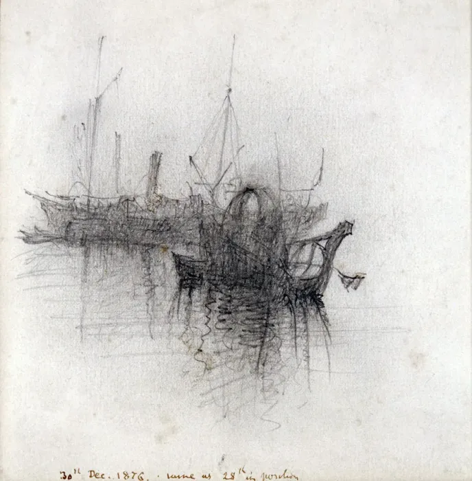 Framed Print : Study of Shipping, 1876. Artist: John Ruskin Framed Print : Study of Shipping, 1876. Artist: John Ruskin