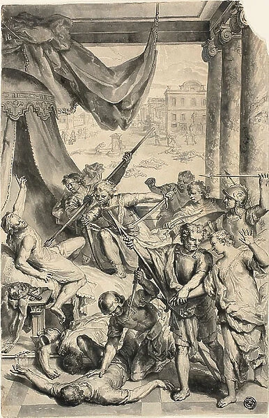 Study for Simeon and Levi Slay the Sichemites, from Figures de la Bible, c. 1728. Creator: Gerard Hoet
