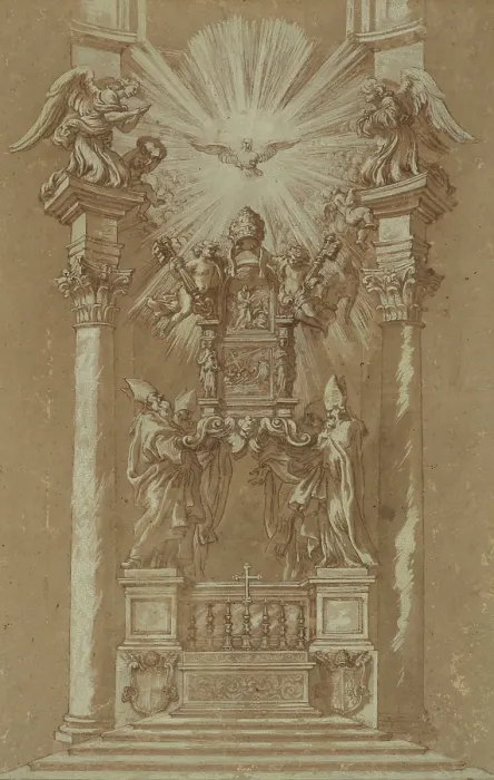 Framed Print : Study for St. Peter's Cattedra, 1658. Creator: Workshop of Gian Lorenzo Bernini (1598-1680). Study for St. Peter's Cattedra, 1658 Framed Print : Study for St. Peter's Cattedra, 1658. Creator: Workshop of Gian Lorenzo Bernini (1598-1680). Study for St. Peter's Cattedra, 1658