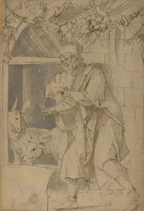 Framed Print : Study for One of Two Stained Glass Paintings Representing the Nativity, probably c. 1510. Creator: Hans von Kulmbach Framed Print : Study for One of Two Stained Glass Paintings Representing the Nativity, probably c. 1510. Creator: Hans von Kulmbach
