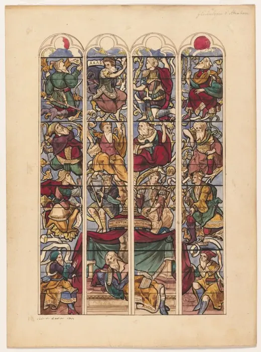 Framed Print : Study for Four Stained Glass Windows Genealogie dAbraham, 1844 Framed Print : Study for Four Stained Glass Windows Genealogie dAbraham, 1844