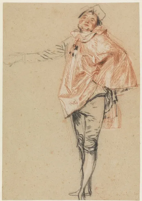 Framed Print : Study of a Standing Dancer with an Outstretched Arm, 1710. Artist: Watteau, Jean Antoine (1684-1721) Framed Print : Study of a Standing Dancer with an Outstretched Arm, 1710. Artist: Watteau, Jean Antoine (1684-1721)
