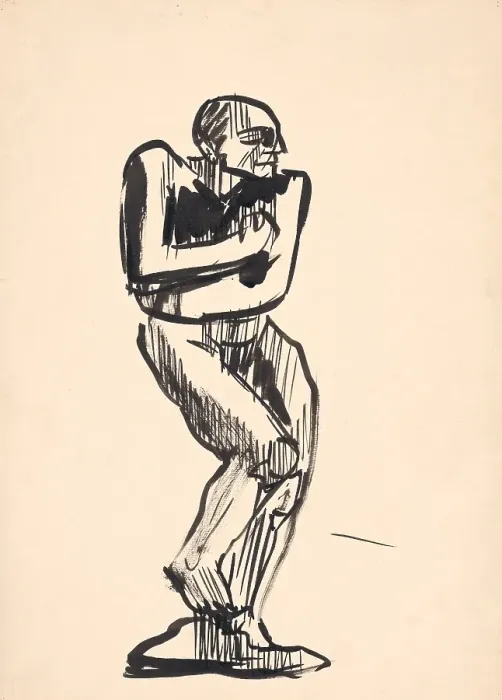 Framed Print : Study of a standing male nude, 1930s. Creator: Arnold Peter Weisz-Kubincan Framed Print : Study of a standing male nude, 1930s. Creator: Arnold Peter Weisz-Kubincan