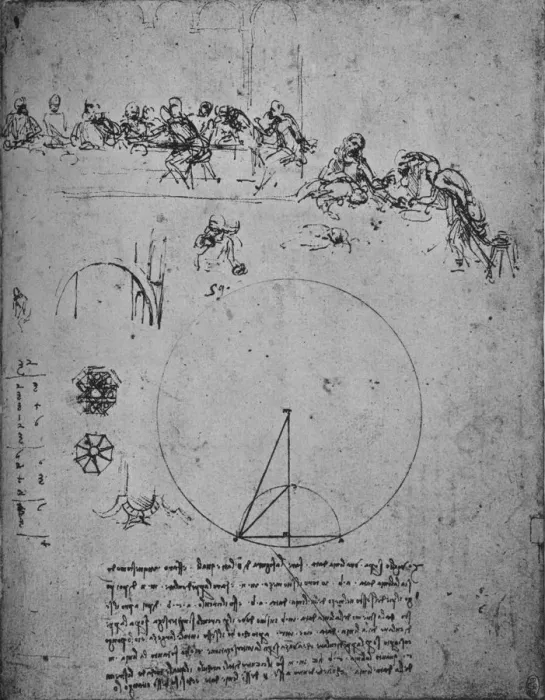 Framed Print : Study for the Last Super and Mathematical Figures and Calculations, c1480 (1945). Artist: Leonardo da Vinci Framed Print : Study for the Last Super and Mathematical Figures and Calculations, c1480 (1945). Artist: Leonardo da Vinci