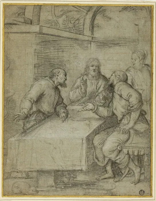 Framed Print : Study for the Supper at Emmaus, 1550 / 59. Creator: Giulio Campi Framed Print : Study for the Supper at Emmaus, 1550 / 59. Creator: Giulio Campi