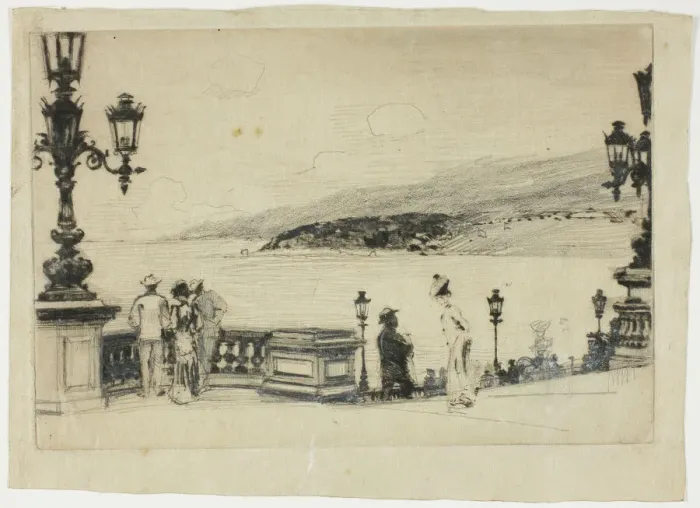 Framed Print : Study for The Terrace, Monte Carlo, 1905-06. Creator: Theodore Roussel Framed Print : Study for The Terrace, Monte Carlo, 1905-06. Creator: Theodore Roussel