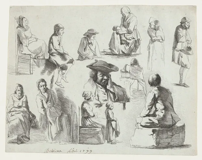 Framed Print : Study of Thirteen Figures, 19th century. Creator: Anon Framed Print : Study of Thirteen Figures, 19th century. Creator: Anon