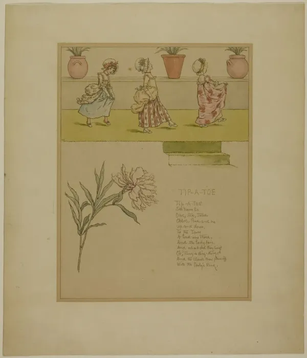 Framed Print : Study for Tip a Toe, from Marigold Garden, 1885. Creator: Catherine Greenaway Framed Print : Study for Tip a Toe, from Marigold Garden, 1885. Creator: Catherine Greenaway