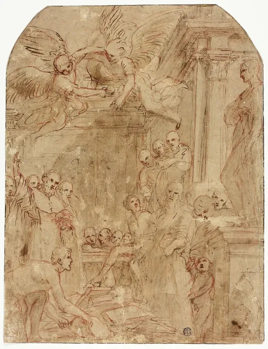 Framed Print : Study for the Trial of Saint Dominic's and Albigensian Books by Fire, 1614 / 16. Creator: Leonello Spada Framed Print : Study for the Trial of Saint Dominic's and Albigensian Books by Fire, 1614 / 16. Creator: Leonello Spada