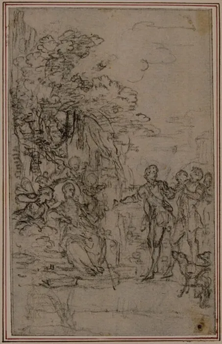 Framed Print : Study for Vignette in Fontenelles (attr. ) Les Amours de Mirtil, Canto II, c Framed Print : Study for Vignette in Fontenelles (attr. ) Les Amours de Mirtil, Canto II, c