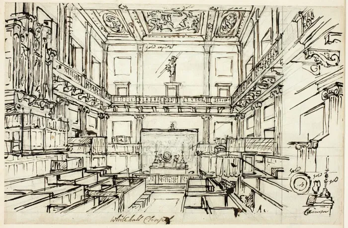 Framed Print : Study for Whitehall Chapel, from Microcosm of London, c. 1809 Framed Print : Study for Whitehall Chapel, from Microcosm of London, c. 1809