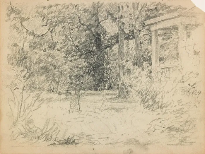 Framed Print : Study for Winifred at the Hermitage, about 1900. Creator: John Ottis Adams Framed Print : Study for Winifred at the Hermitage, about 1900. Creator: John Ottis Adams