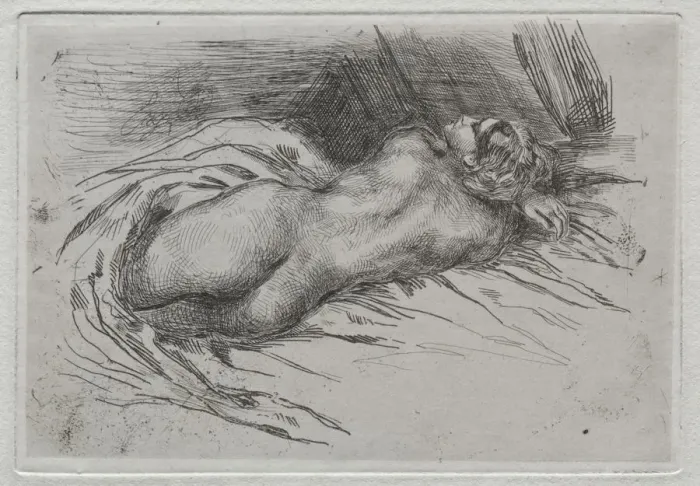 Framed Print : Study of a Woman Seen from the Back, 1833. Creator: Eugene Delacroix (French, 1798-1863) Framed Print : Study of a Woman Seen from the Back, 1833. Creator: Eugene Delacroix (French, 1798-1863)
