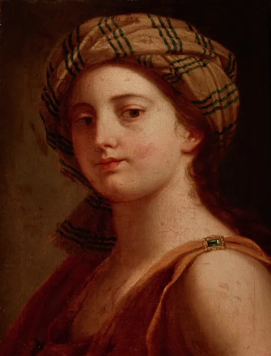Framed Print : Study of a Woman in a Turban, 18th century. Creator: Unknown Framed Print : Study of a Woman in a Turban, 18th century. Creator: Unknown