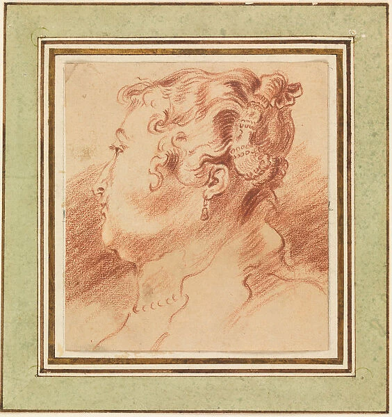Study of Womans Head, c. 1725. Artist: Watteau, Jean Antoine (1684-1721)