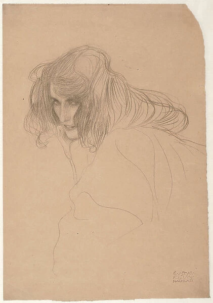 Study of a womans head in three-quarter profile (Study for Unchastity in the Beethoven Frieze), c. 1901-1902. Artist: Klimt, Gustav (1862-1918)