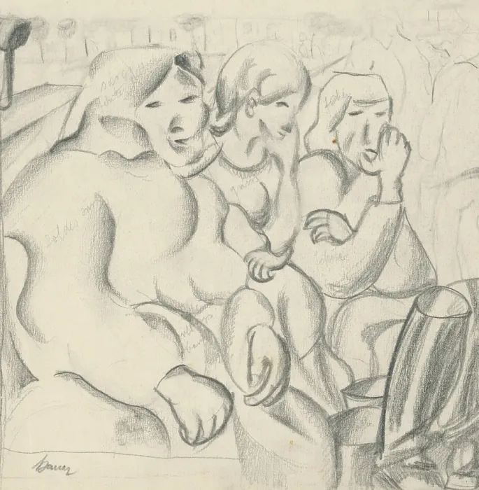 Framed Print : Study of three women, 1924-1928. Creator: Konstantin Bauer Framed Print : Study of three women, 1924-1928. Creator: Konstantin Bauer
