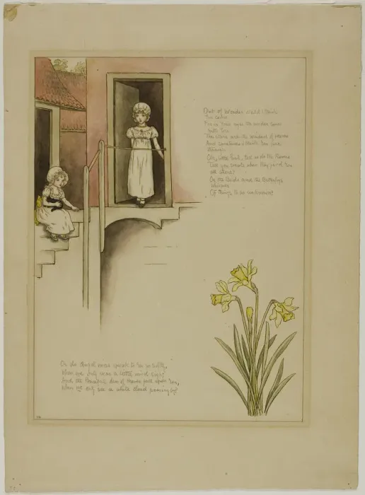 Framed Print : Study for From Wonder World, from Marigold Garden, 1885. Creator: Catherine Greenaway Framed Print : Study for From Wonder World, from Marigold Garden, 1885. Creator: Catherine Greenaway