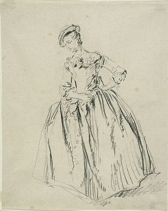 Framed Print : Study: Young Woman Standing Hand on Hip, n.d. Creator: Nicolas Lancret Framed Print : Study: Young Woman Standing Hand on Hip, n.d. Creator: Nicolas Lancret