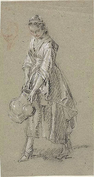 Study of a Young Woman with a Watering Jug, n.d. Creator: Nicolas Lancret