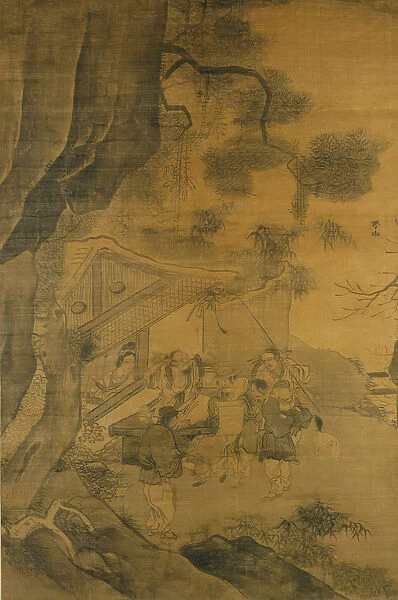 Studying a Painting, 16th century. Creator: Zhang Lu