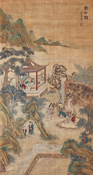 Studying scholars in a garden (Hanging scroll). Artist: Chinese Master