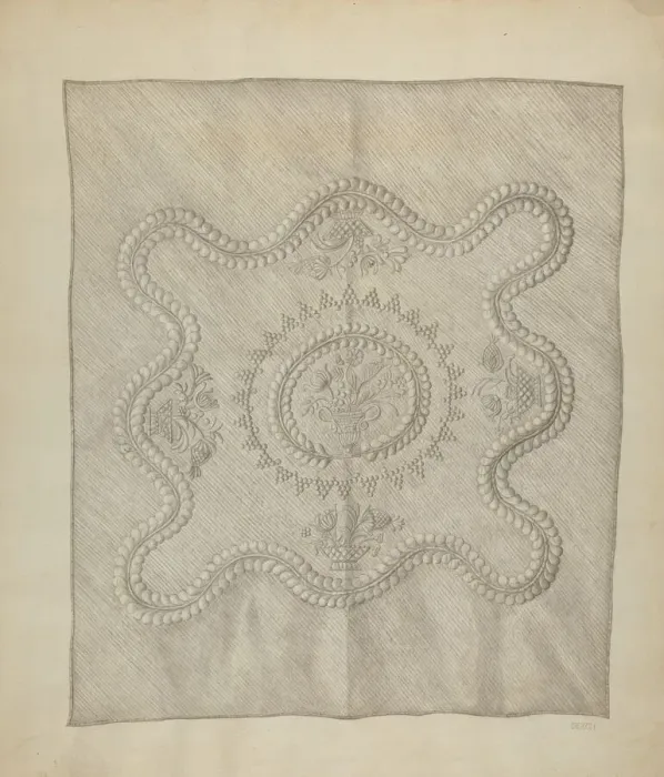 Framed Print : Stuffed Quilt, c. 1939. Creator: Sylvia DeZon Framed Print : Stuffed Quilt, c. 1939. Creator: Sylvia DeZon