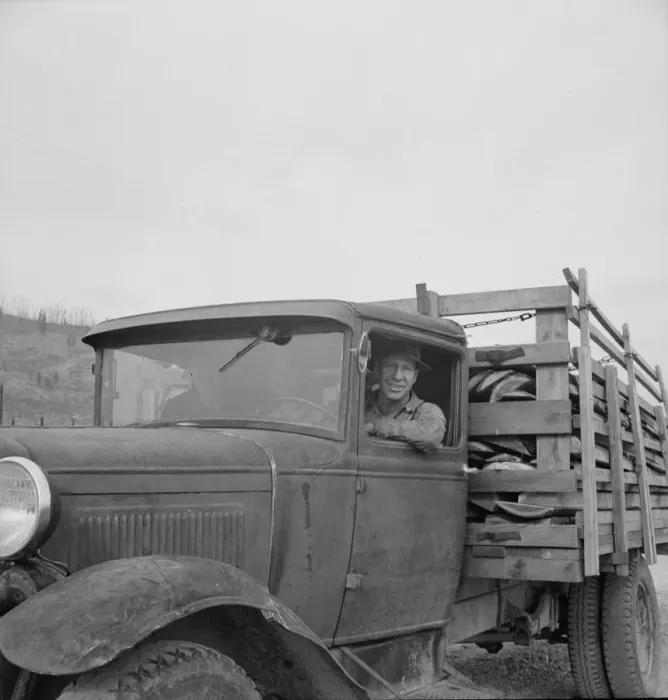 Framed Print : Stump farmer bringing load of slab wood to sell in town, Bonner County, Idaho, 1939. Creator: Dorothea Lange Framed Print : Stump farmer bringing load of slab wood to sell in town, Bonner County, Idaho, 1939. Creator: Dorothea Lange