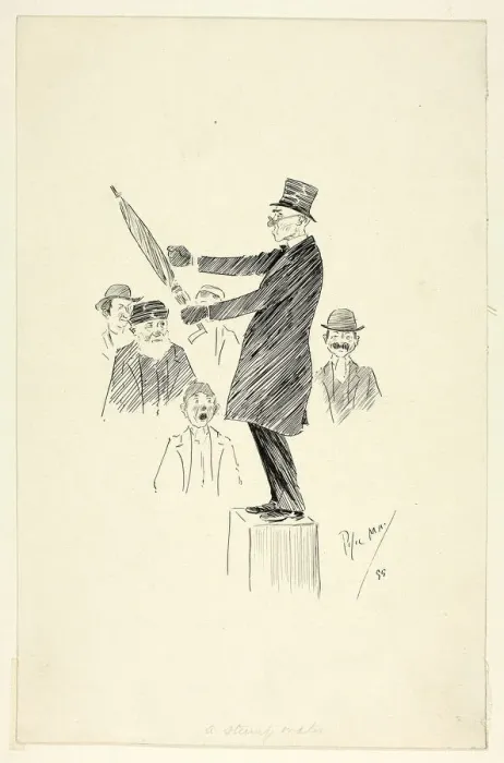 Framed Print : A Stump Orator, 1899. Creator: Philip William May Framed Print : A Stump Orator, 1899. Creator: Philip William May