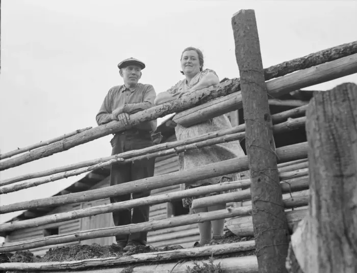 Framed Print : Stump rancher and wife, Priest River Penninsula, Bonner County, Idaho, 1939. Creator: Dorothea Lange Framed Print : Stump rancher and wife, Priest River Penninsula, Bonner County, Idaho, 1939. Creator: Dorothea Lange