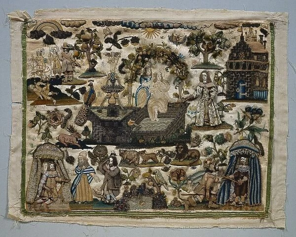 Stumpwork Panel: Story of David and Bathsheba, 1658. Creator: Unknown