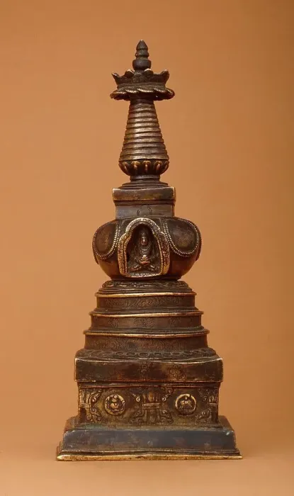 Framed Print : Stupa (Tibetan: Chöten) with Relics (image 1 of 2), 15th century. Creator: Unknown Framed Print : Stupa (Tibetan: Chöten) with Relics (image 1 of 2), 15th century. Creator: Unknown