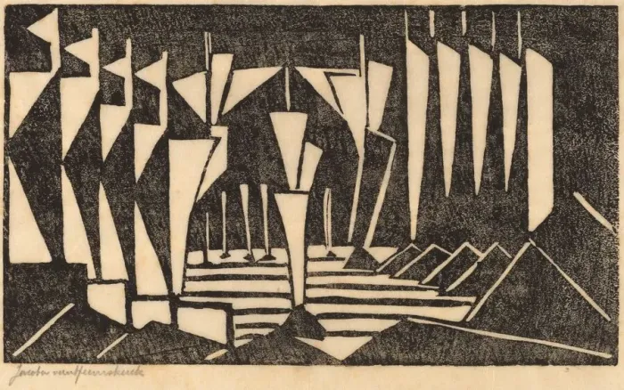 Framed Print : Stylized Sailboats, 1915. Creator: Jacoba van Heemskerck van Beest Framed Print : Stylized Sailboats, 1915. Creator: Jacoba van Heemskerck van Beest