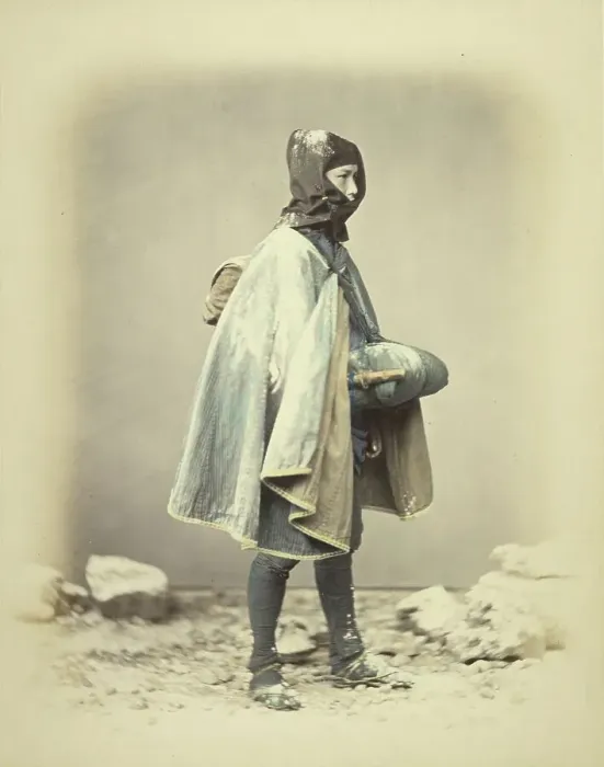 Framed Print : Subject in Winter Dress, about 1868. Creator: Felice Beato Framed Print : Subject in Winter Dress, about 1868. Creator: Felice Beato