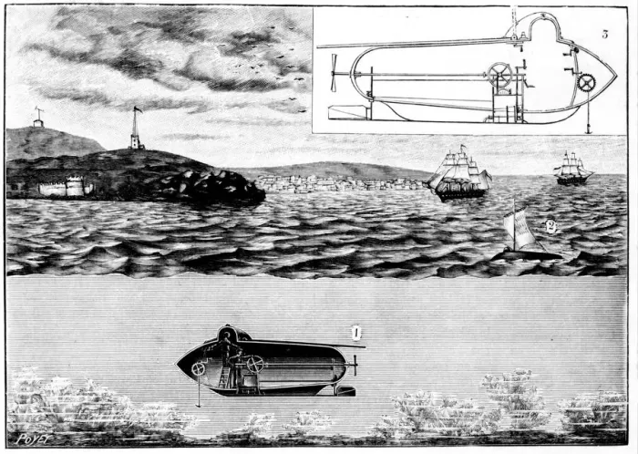 Framed Print : The submarine Nautilus, 1901. Artist: Poyet Framed Print : The submarine Nautilus, 1901. Artist: Poyet