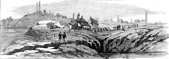 Framed Print : Subsidence of land at the Northwich Salt-Mines, 1881. Creator: Unknown Framed Print : Subsidence of land at the Northwich Salt-Mines, 1881. Creator: Unknown