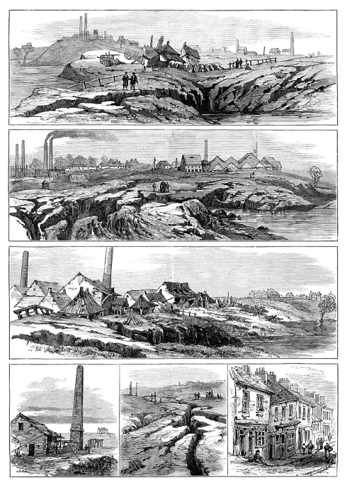 Framed Print : Subsidence of land at the Northwich Salt-Mines, 1881. Creator: Unknown Framed Print : Subsidence of land at the Northwich Salt-Mines, 1881. Creator: Unknown