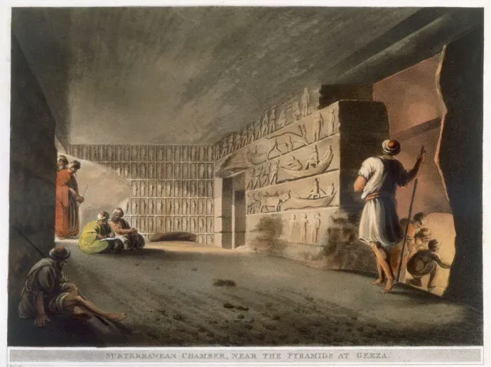 Framed Print : Subterranean Chamber near the Pyramids at Giza, 1802. Artist: Thomas Milton Framed Print : Subterranean Chamber near the Pyramids at Giza, 1802. Artist: Thomas Milton